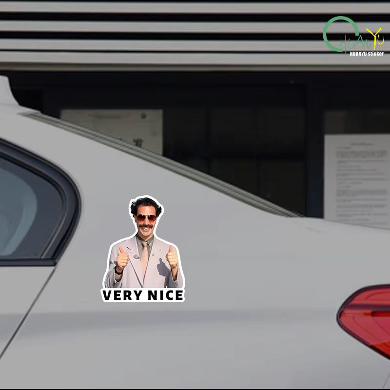 Borat Lustige Cartoon Aufkleber Mehrfarbig für Stoßstangen, Wasserflaschen und Gepäck B: 11,8 cm, H: 11,8 cm, T: 11,8 cm - Bild 2