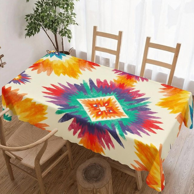 Wasserdichte Rechteckige Tischdecke mit Tie-Dye-Muster von JINGYUE Pet in Mehrfarbig, B/L: 140 x 140 cm - Bild 1