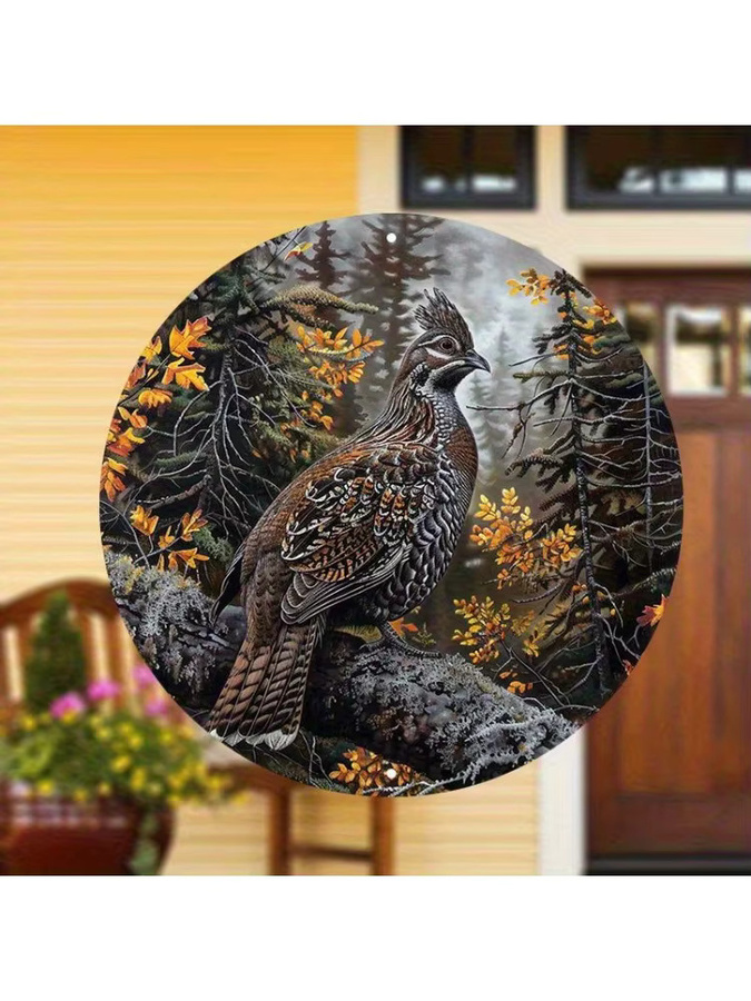 Rustikales Metallschild Potdemiel Vintage Wachtel und Buche als wetterfeste Wandkunst aus Blech - Bild 3