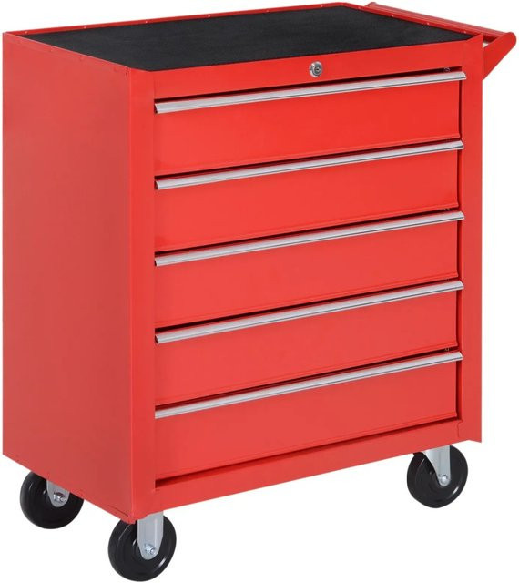 DURHAND Werkstattwagen aus Stahl in Rot, rollbar und abschließbar, B/T/H: 33 x 69 x 75 cm - Bild 1