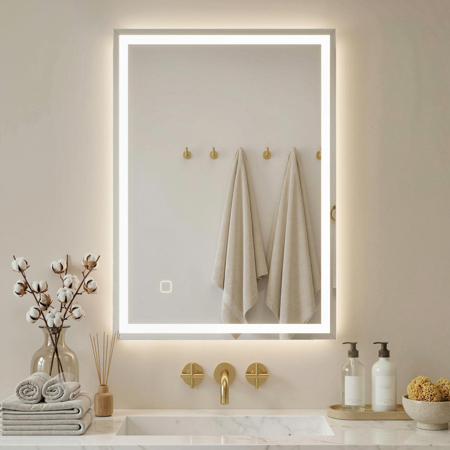 HOMCOM LED Badspiegel mit Beleuchtung und Memory-Funktion in Silber, Breite: 70 cm, Höhe: 50 cm - Bild 2