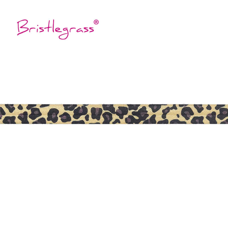 BRISTLEGRASS Elastisches Spandex-Satinband in Nude mit Leopardenmuster für DIY Näharbeiten, Breite: 1,5 cm - Bild 2