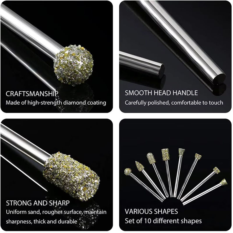 SI FANG Zylindrischer Diamantfräser in Silber mit 3 mm Schaft als Schleifbit zum Gravieren und Schnitzen von Stein und Jade für Dremel-Rotationswerkzeuge - Bild 6