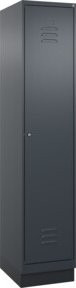 C+P Spind Classic PLUS Garderobenschrank mit Sockel, 1 Abteil, Anthrazit/Schwarz, H x B x T: 195 x 40 x 50 cm, mit Zylinderschloss, 4 Garderobenhaken und mittiger Trennwand - Bild 1