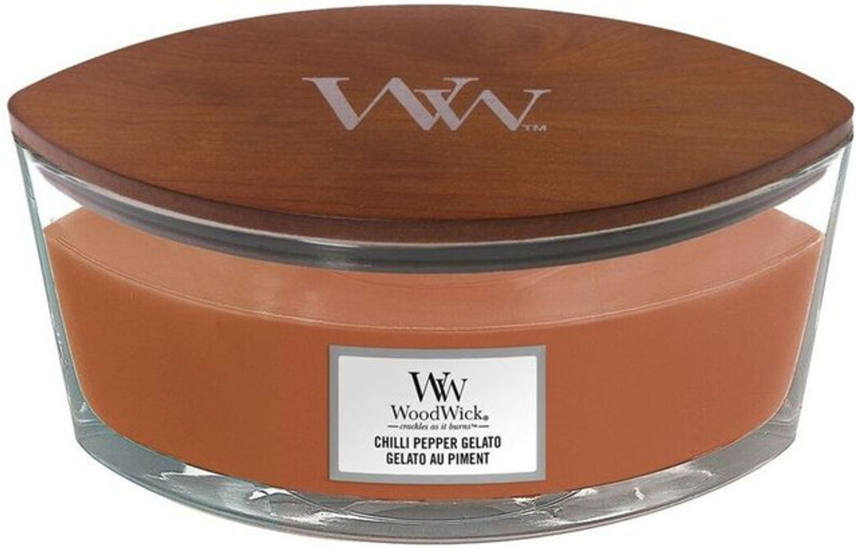 Woodwick Chilli Pepper Gelato Duftkerze in der Vase mit Chili und Pfeffer, mehrfarbig Orange, 4536g - Bild 1