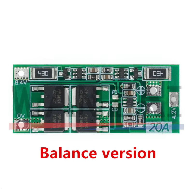Bolantedz BMS-Platine für 2S 18650 Lithium-Batterien, 20A, 7,4 V - 8,4 V, Standard/Balance, Grün - Bild 2