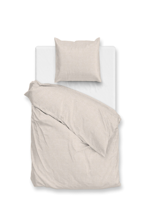 Zo! Home Flanell Bettwäsche aus Baumwolle Sandy Beige Uni Melange, B/H: 135 x 200 cm mit Kissenbezug 80 x 80 cm - Bild 1