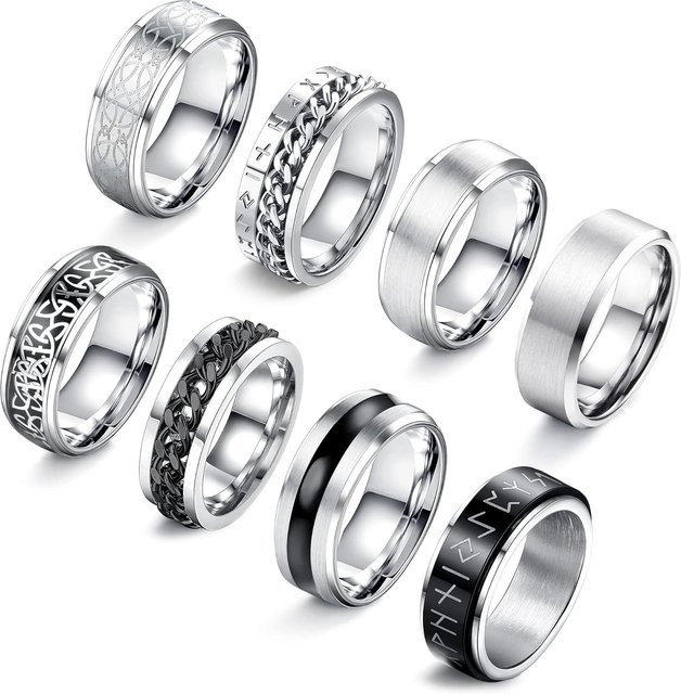 Bobisty Ringset Edelstahl, Silber, Unisex - Bild 1