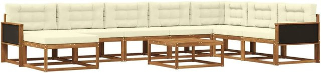 vidaXL Outdoor-Sofagarnitur aus Massivholz Akazie mit 9 Kissen in Braun und Beige - Bild 1