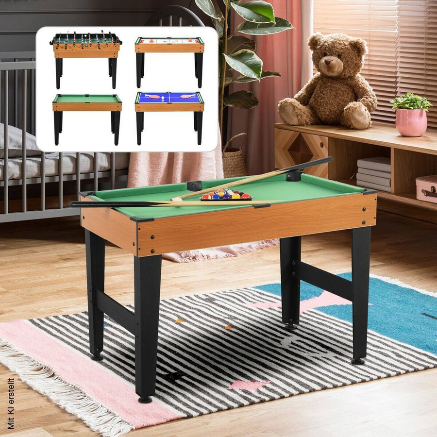 HOMCOM Multigame Spieletisch, 4 in 1, Tischtennis, Kicker, Billard, Tischhockey, Naturholz+Schwarz - Bild 6