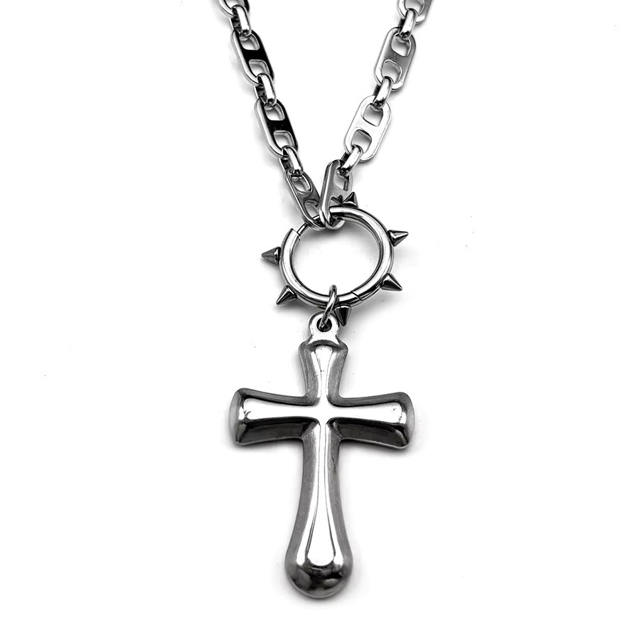 Lovely FAJA Halskette Edelstahl, Silber, Kreuz Anhänger, Unisex - Bild 4