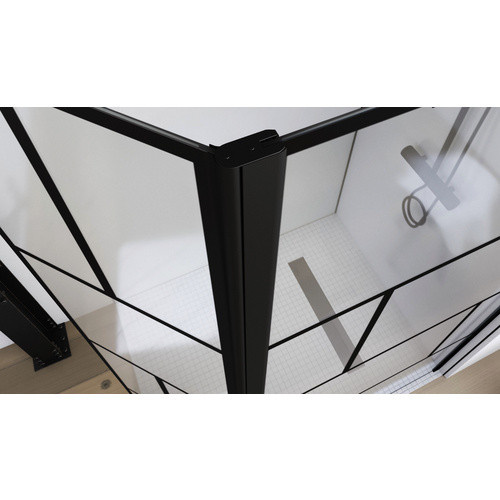 Marwell Duschwand BRICKS Schwenktür in Schwarz mit transparentem Glas, Breite: 40 cm - Bild 3