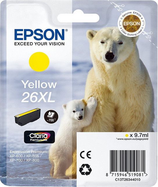 Epson Druckerpatrone XL Gelb Polar Bear 9,7 ml C13T26344012 - Bild 1