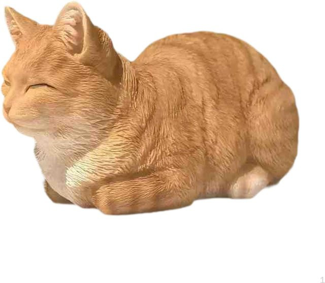 Dekorative Schlafende Katze Statue von Dewdroop in Orange aus Harz - Bild 1