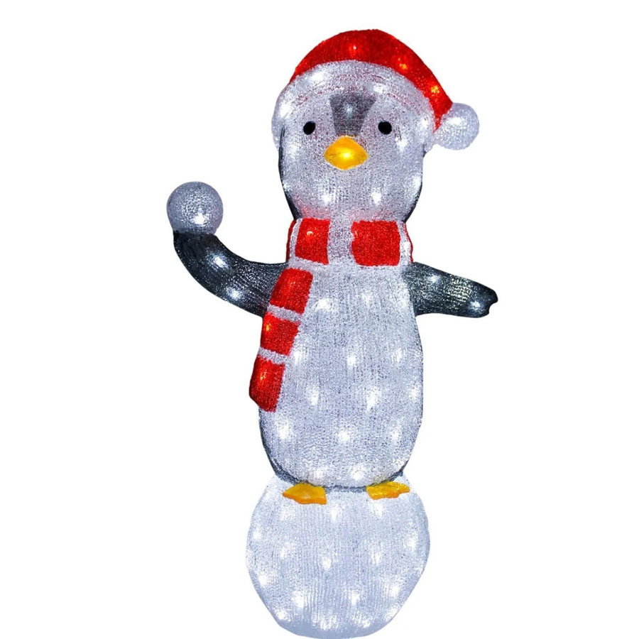 Lex XL LED Acryl Pinguin Figur in Weiß, beleuchtete Weihnachtsdekoration für Innen und Außen, Höhe: 84 cm - Bild 1