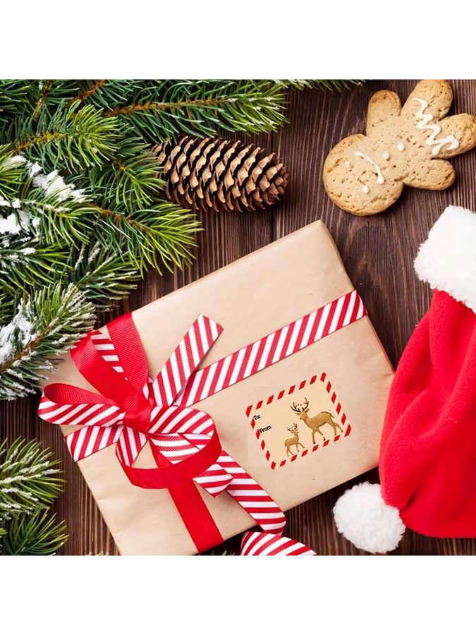 500 Stück beschreibbare Weihnachtsgeschenk-Etikettenaufkleber in Mehrfarben, selbstklebende Mehrzweck-Feiertagsdekorationsetiketten aus Papier, Breite: 5,08 cm, Höhe: 3,81 cm - Bild 2