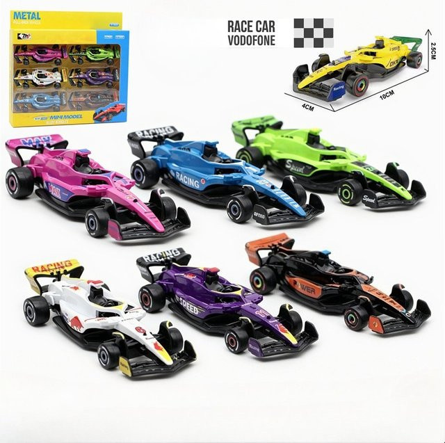 WELLY F1-Rennwagen, statisches Simulationsmodell, 6-teiliges Set, 1:60 - Bild 1