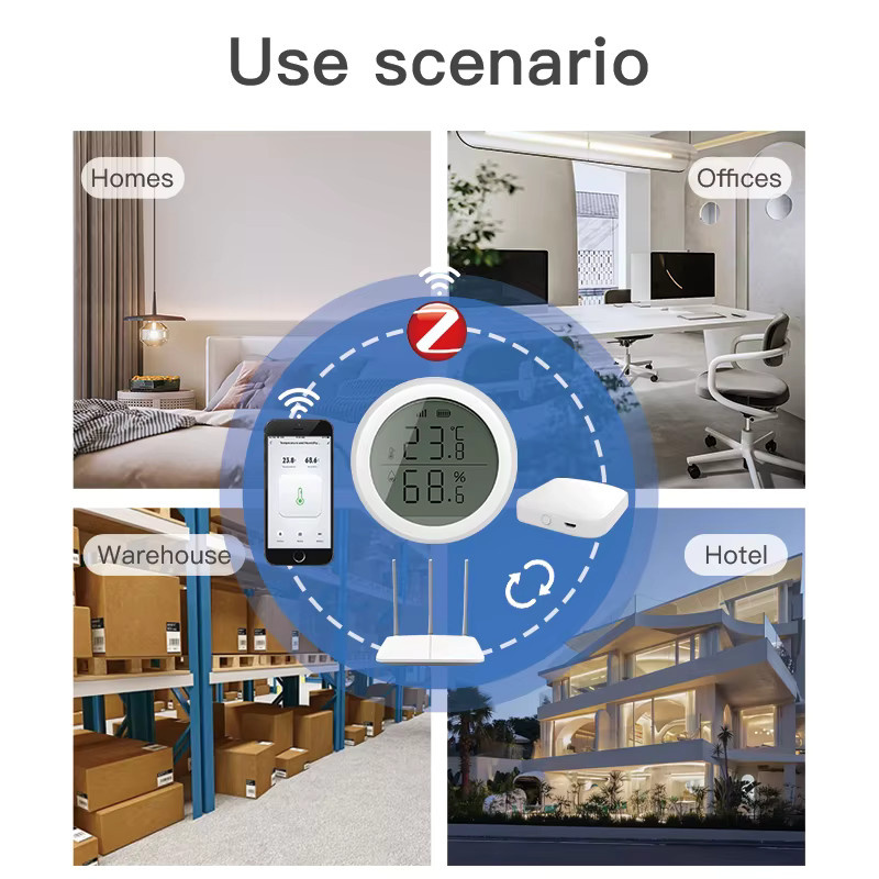 Wesense Multisensor mit LCD für Tuya Smart Life, Licht-, Temperatur- und Feuchtigkeitssensor mit Google Alexa Sprachsteuerung, Weiß - Bild 3
