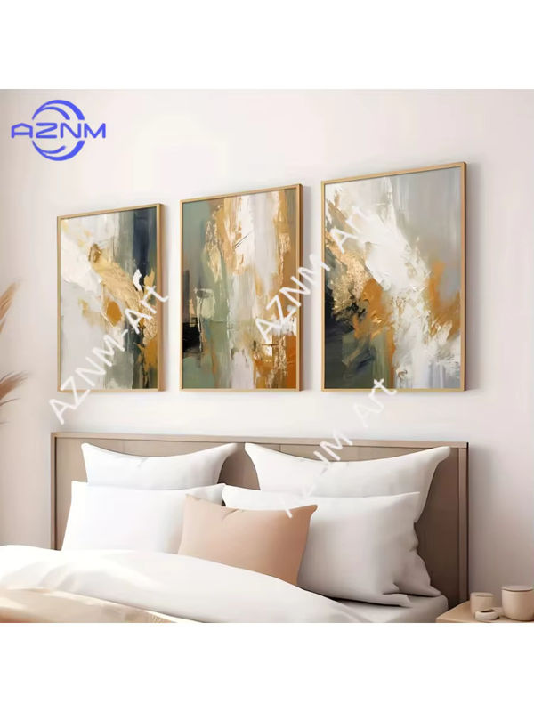 Potdemiel Abstrakte Leinwanddrucke in Grün und Gold, Minimalistische Kunstposter für deine Wanddekoration im Hochformat - Bild 6