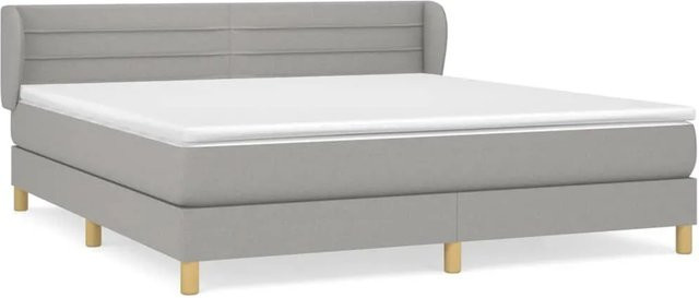 vidaXL Boxspringbett mit Matratze in Hellgrau, Hybrid-Bett mit Taschenfederkern, B/T: 180 x 200 cm, Höhe: 183 cm - Bild 1