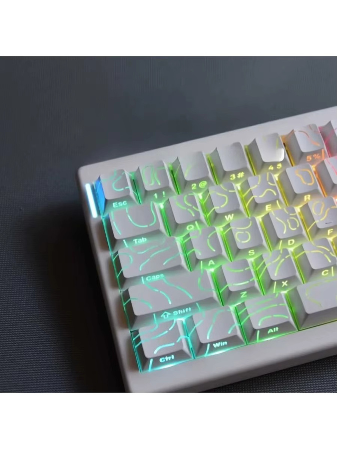 Super Contour PBT-Tastenkappen in Weiß mit seitlicher Beleuchtung für mechanische Tastaturen (61/68/75/84/87 Tasten) - Bild 4