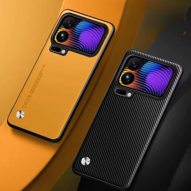 Business PU-Ledertasche Schutzhülle für Xiaomi 17 Pro Max und Xiaomi 17 Pro, stoßfeste Silikon-Schutzabdeckung mit mattem Rahmen in Orange und Purple - Bild 2