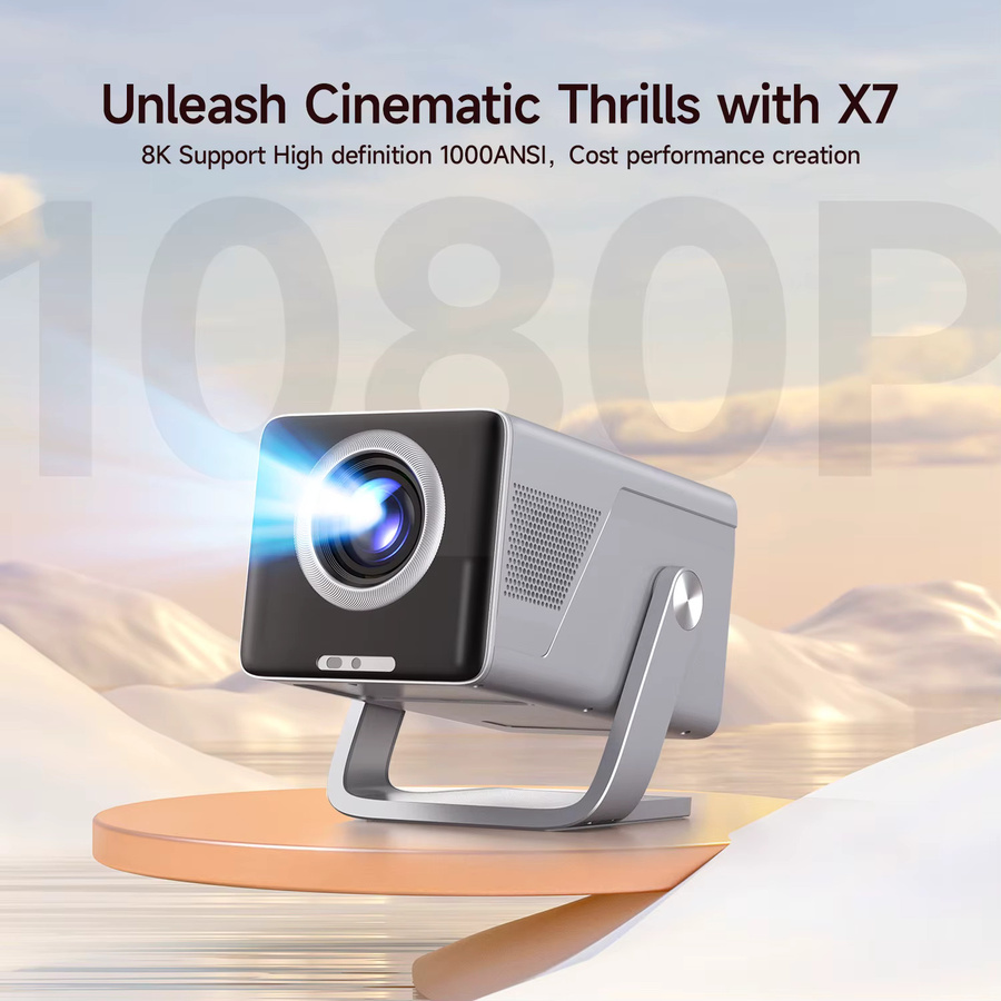 Magcubic X7 Videoprojektor mit 1000 ANSI, 8K-Unterstützung, 1080P Full HD, Android 14, WiFi6 und Bluetooth 5.4, Farbe: Weiß - Bild 3