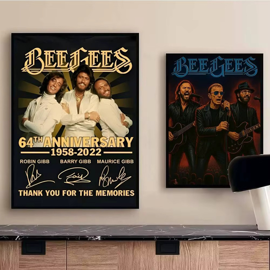 Bee Gees Band Poster Aufkleber Rastar Retro Wandkunst wasserfest für Wohnzimmer und Schlafzimmer, Mehrfarbig - Bild 4