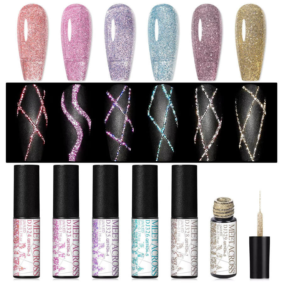 MEET ACROSS Glitzer-Nagellack-Set, 6-teilig, Schimmernd - Bild 3