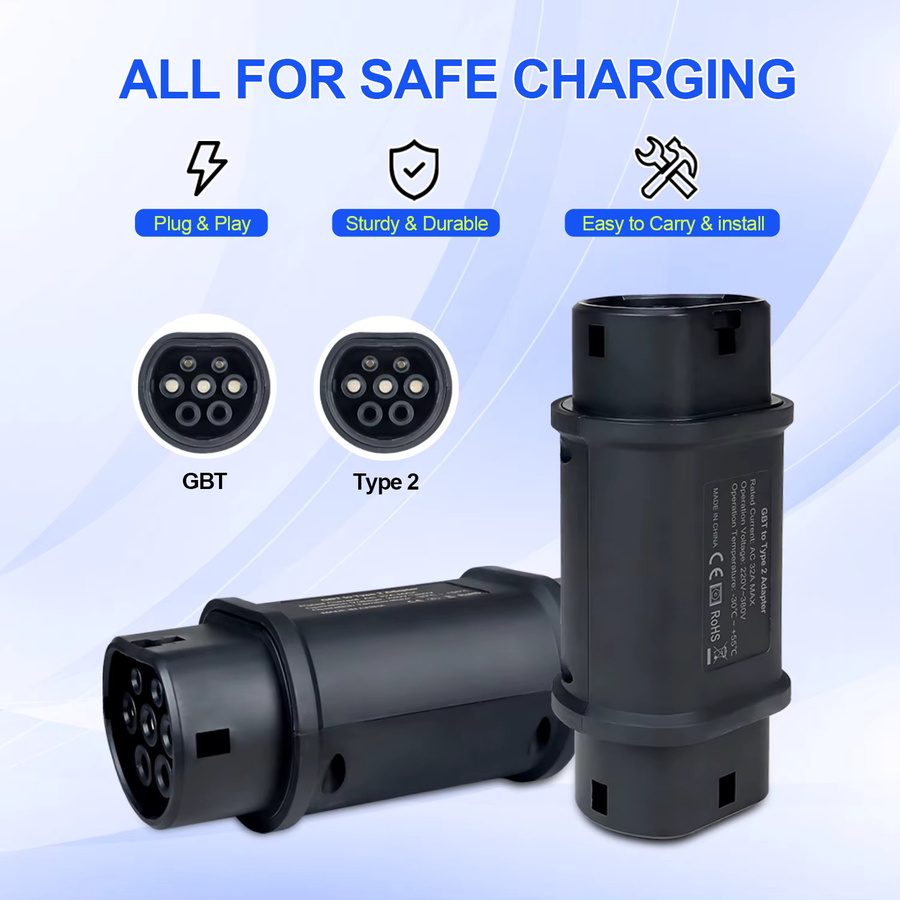 Kolanky GBT auf Typ 2 EV-Adapter, 32 A 7,2 kW, Farbe: Schwarz - Bild 6