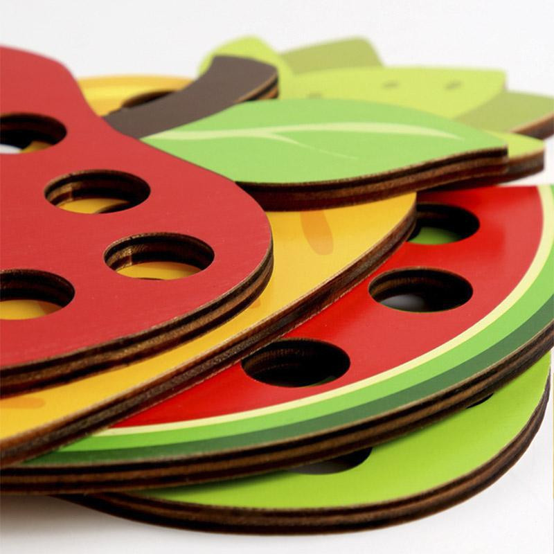 Linyi toy Montessori Obst Schnürspielzeug Holz Set bunt - Bild 4