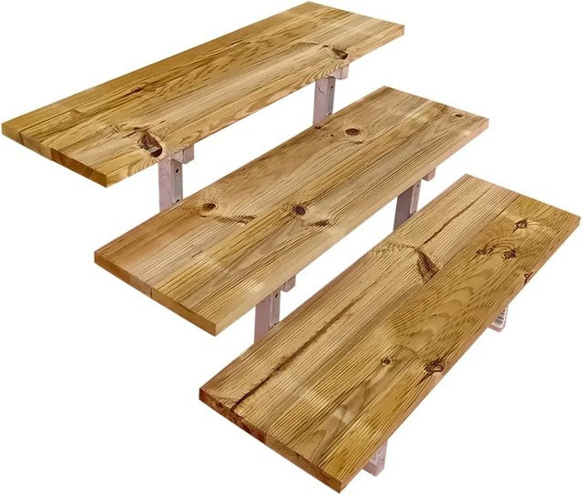 Vinuovo Gartentreppe Oslo aus Stahl und Holz mit 3 Stufen in Braun, Breite: 60 cm - Bild 1