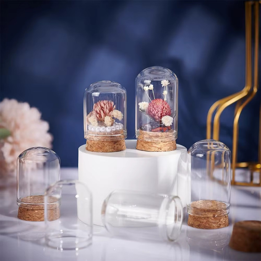 30 Stück transparente Glasgefäße mit Korkverschluss, 20 ml Volumen, runde Cloche-Kuppel-Dekorationsflaschen für Partygeschenke und Kunstprojekte - Bild 4