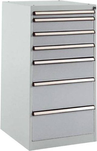Manuflex BASETEC Stationärer Schubfachschrank SP1137.9006 in Alusilber mit 7 abschließbaren Schubfächern - Bild 1