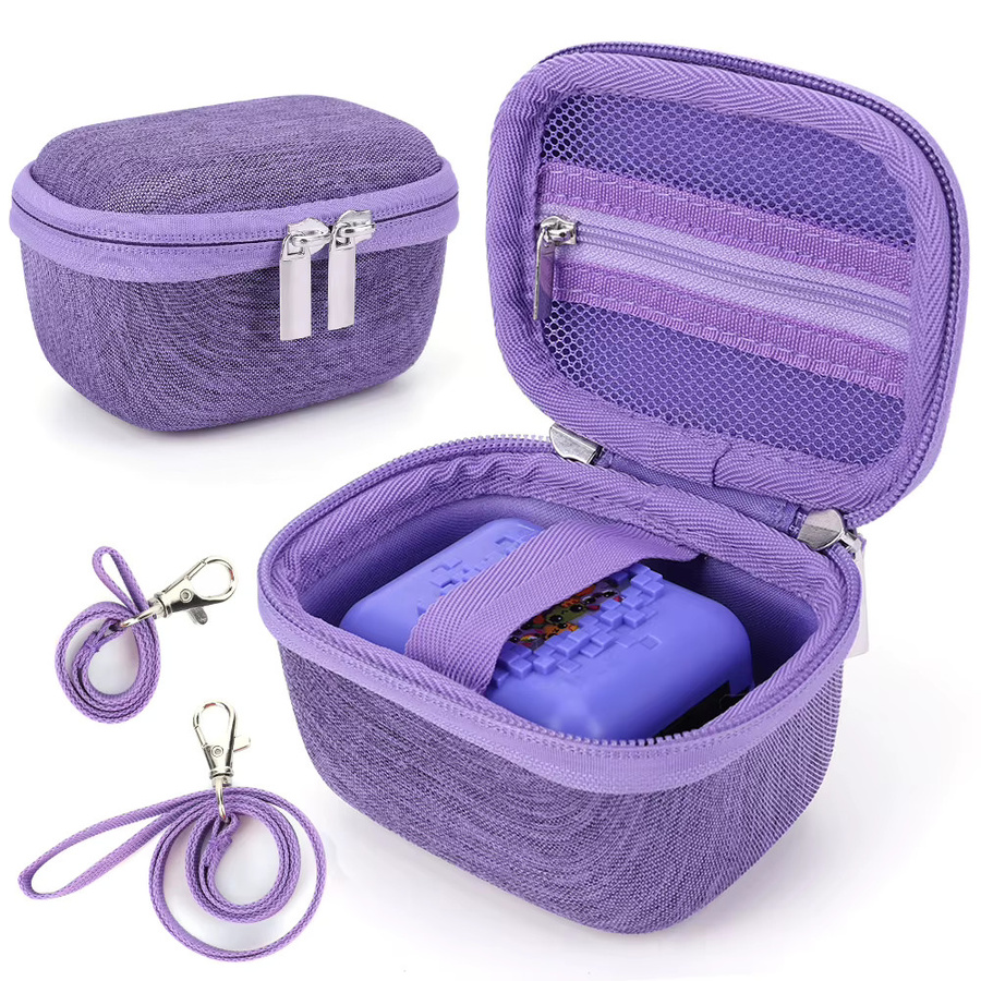 APWIKOGER EVA-Hartschalenkoffer für Bitzee Interactive Digital Pet in Grau und Lila mit Umhängeband und Handschlaufe - Bild 2