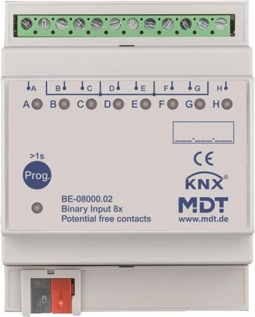 MDT Binäreingang 8-fach 4TE REG potentialfrei in Weiß BE-08000.02 - Bild 1