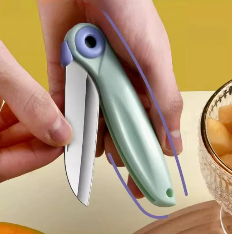 SHENJIU Mini-Obstmesser mit Papagei-Design, weißes Faltmesser aus Edelstahl für Haushalt und Küche - Bild 4