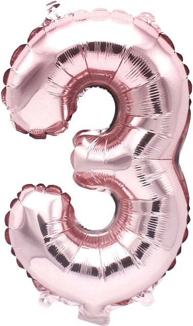 Rico Design Folienballon Zahl 3 in Rosa, Höhe: 36 cm - Bild 1