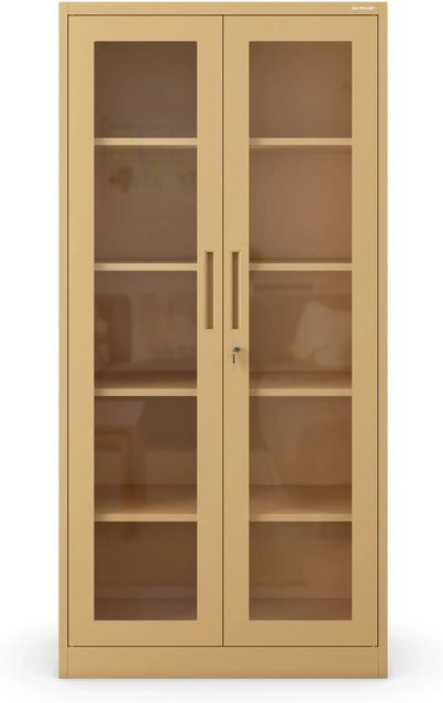 JAN NOWAK Vitrinenschrank AMELIA Fresh Style in Beige mit Glastüren und Schloss, H x B x T: 185 x 90 x 40 cm - Bild 1
