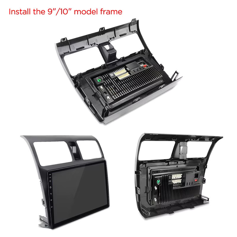 Junsun Auto Mittelkonsole Radio Rahmen und Kabel Set für 2 DIN 9 Zoll und 10 Zoll in Schwarz für Peugeot VW Citroen Fiat Renault Audi Benz BMW KIA Mazda Opel Ford - Bild 2
