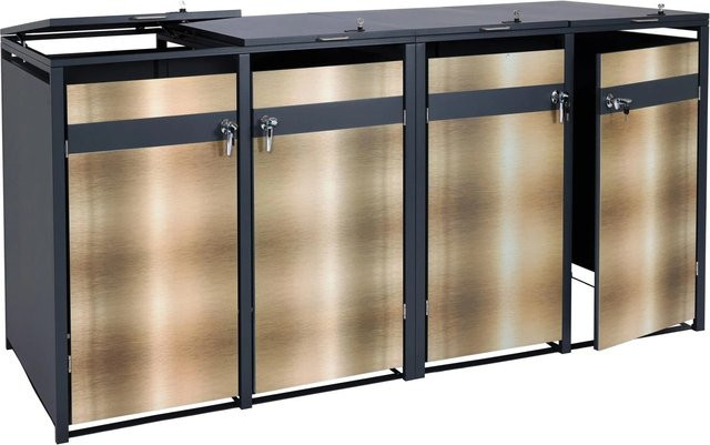 PROREGAL Mülltonnenbox für 4 Tonnen in Anthrazit und Gold, B/T/H: 264 x 117 x 80 cm - Bild 1