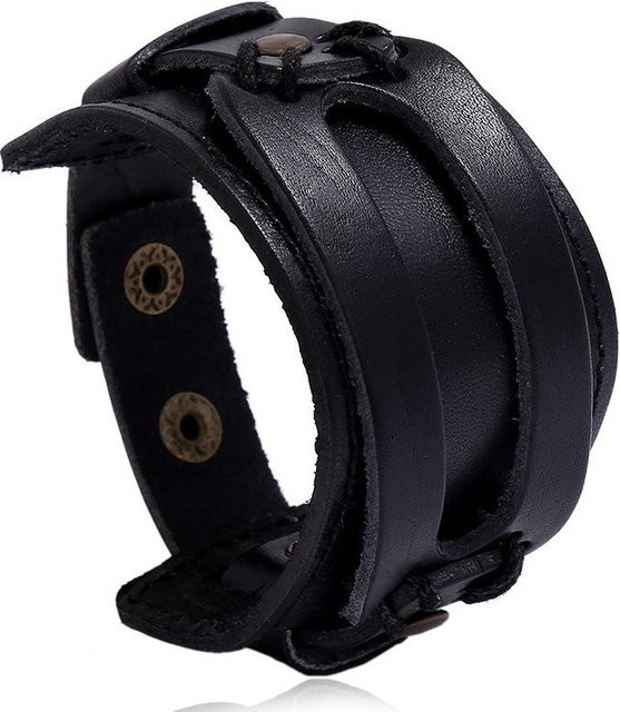 YIRAN Lederarmband, Schwarz, Braun, Vintage, Unisex - Bild 1