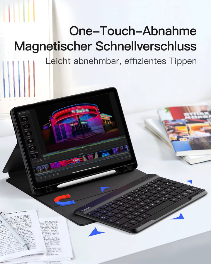 Samsung Hülle mit Tastatur für Galaxy Tab A9+ / A9 Plus 11 Zoll (2023), Schwarz - Bild 3