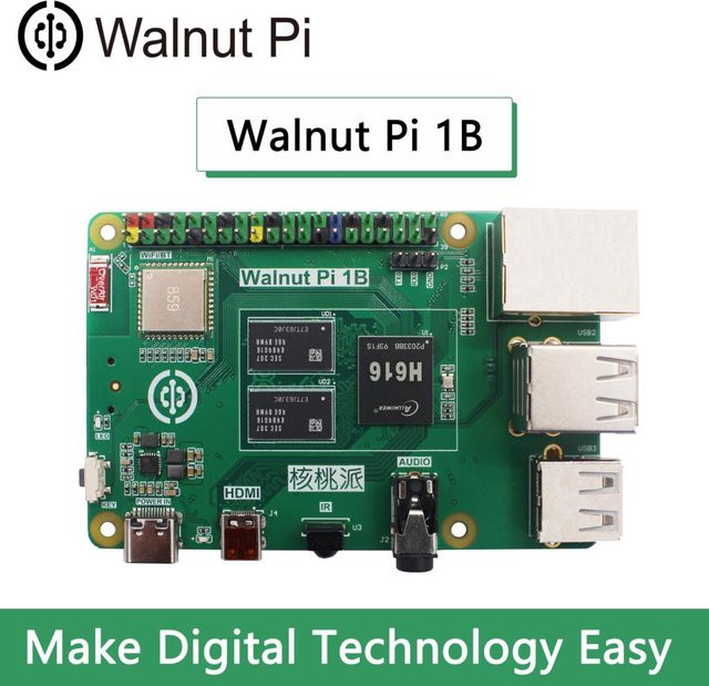 Walnut Pi 1B Single Board Computer mit 1 GB DDR3 RAM, Allwinner H616, WiFi und Bluetooth in Grün - Bild 1