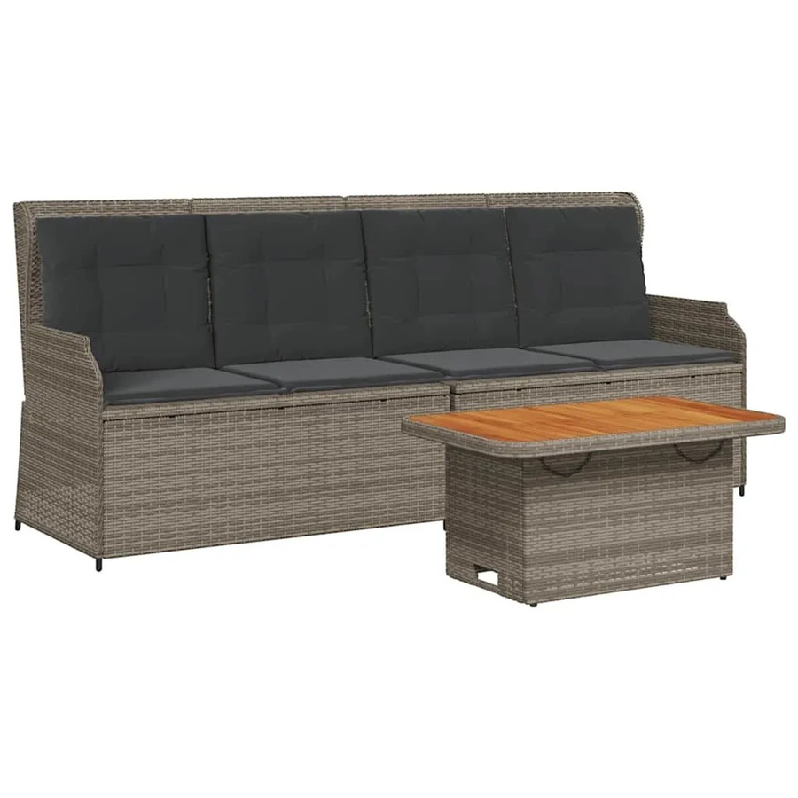 vidaXL 3-tlg Garten-Lounge-Set aus Poly Rattan in Grau mit Kissen und modernem Design - Bild 2