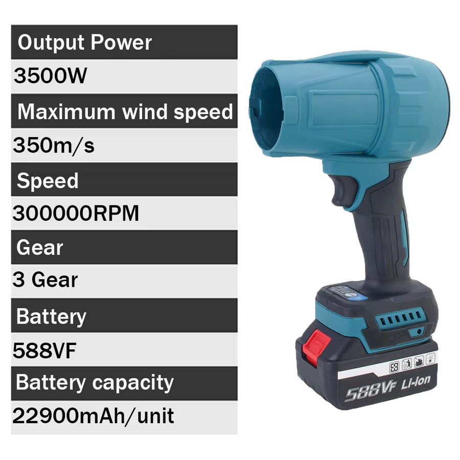 Makita Bürstenloser Kabelloser Elektro-Turbogebläse Laubbläser mit 4 Düsen in Blau für 18V Akku, 3500W, 350M/S - Bild 4