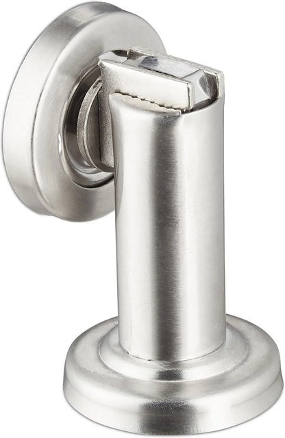 Relaxdays Türfeststeller aus Edelstahl in Silber, magnetisch, Breite: 8 cm, Tiefe: 5 cm - Bild 1