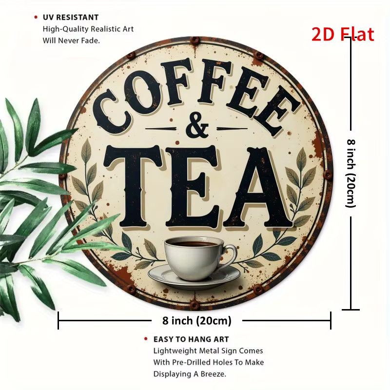 Potdemiel Vintage Coffee & Tea Metallschild rund Durchmesser: 20 cm - Bild 2