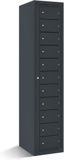 rotstahl Fächerschrank mit Zentraltür und 11 Fächern in Anthrazit, B/T/H: 40 x 50 x 180 cm - Bild 1