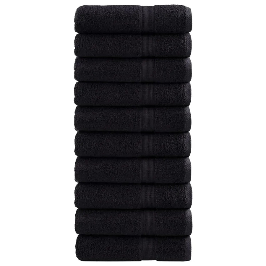 vidaXL Premium-Duschtücher 10er Set aus 100% Baumwolle in Schwarz, B: 70 cm, L: 140 cm, 600g/m2 - Bild 2